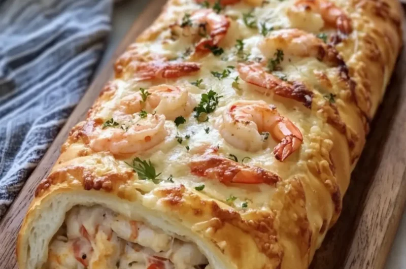 Golden Seafood Crab and Shrimp Stromboli Bake