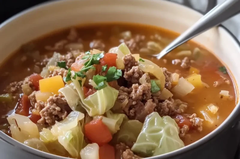 Slow-Cooker Beef & Cabbage Roll Soup