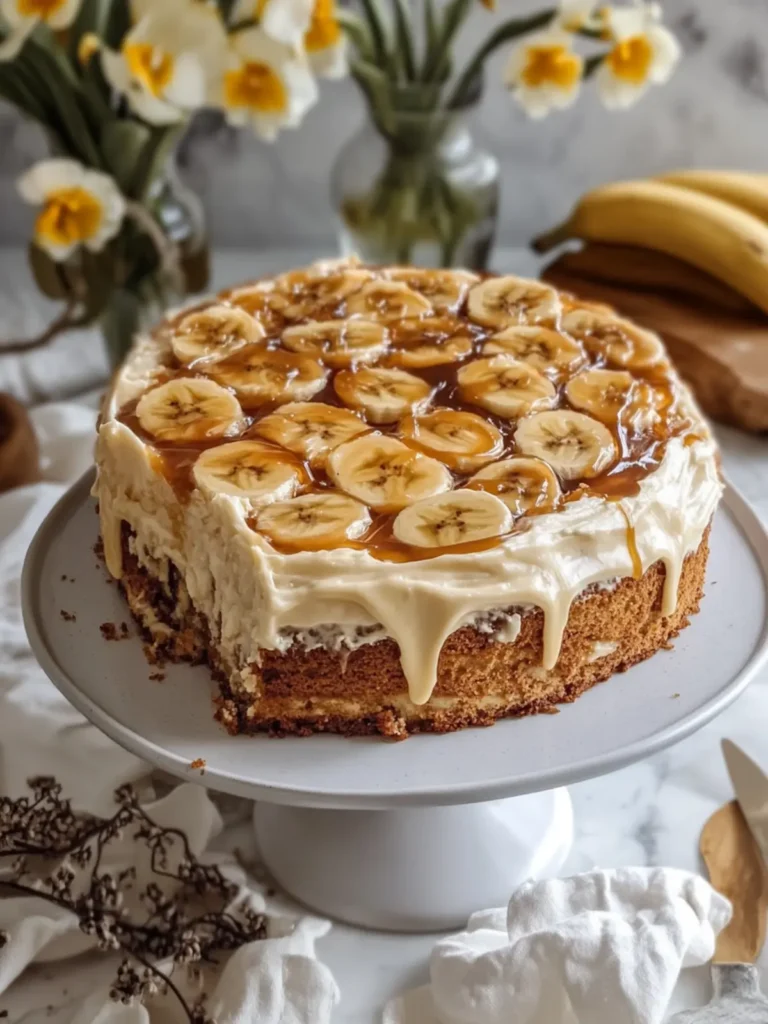 Brown Butter Banana Cake with Vanilla Frosting & Salted Caramel Magic 3 Brown Butter Banana Cake with Vanilla Frosting & Salted Caramel Casserole