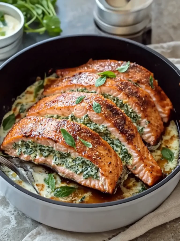 Delicious Stuffed Salmon with Spinach Dip for Dinner Delight 4 Stuffed Salmon with Spinach Dip