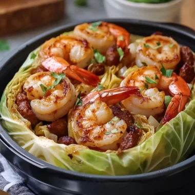 Cajun Shrimp & Sausage Stuffed Cabbage Boats