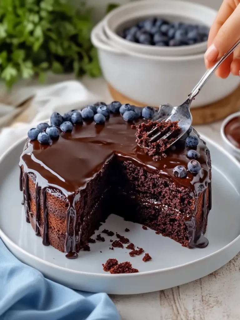 Triple Chocolate Cake with Hot Fudge Sauce
