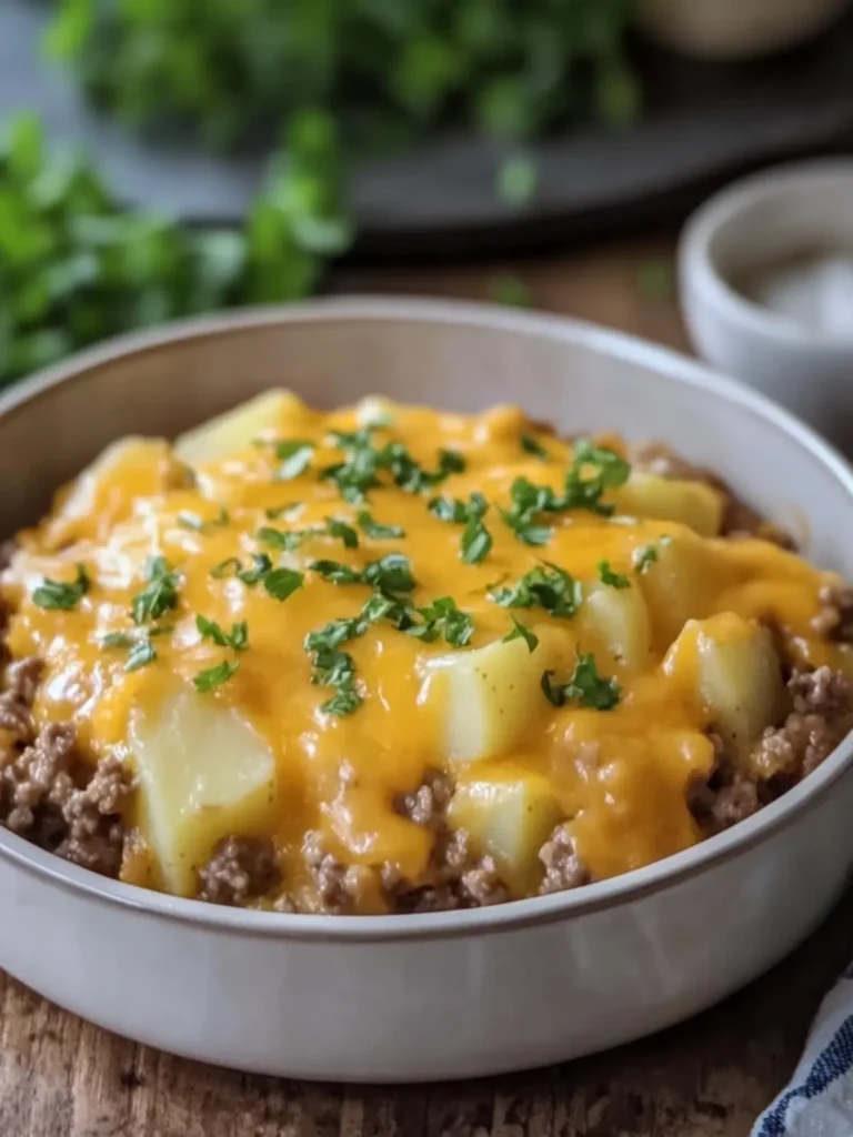 Slow Cooker Cheesy Hamburger Potato Casserole