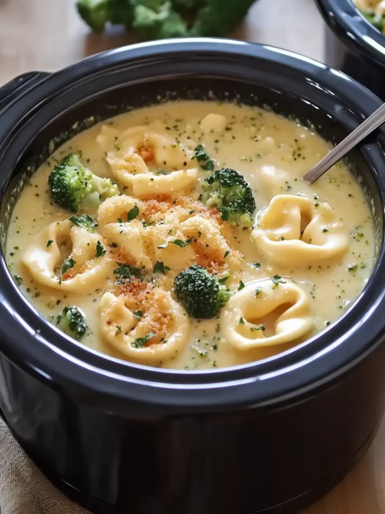 Crockpot Broccoli Cheddar Tortellini Soup