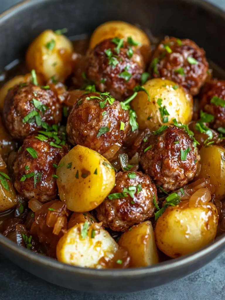 Savory Slow-Cooker French Onion Meatballs & Potatoes Delight 2 Slow-Cooker French Onion Meatballs & Potatoes