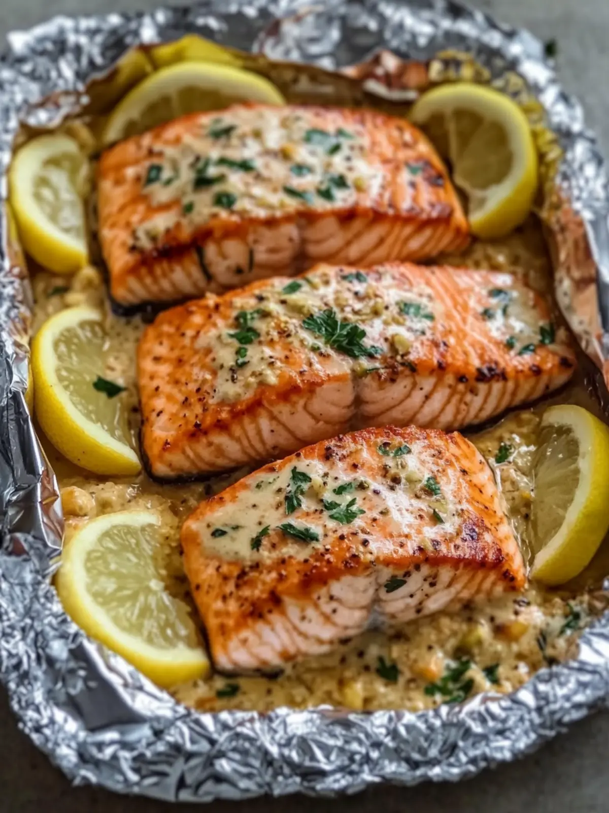 Creamy Garlic Herb Seafood Foil Packs – Salmon Steaks Tonight 5 Creamy Garlic Herb Seafood Foil Packs – Easy Salmon Steaks Delight