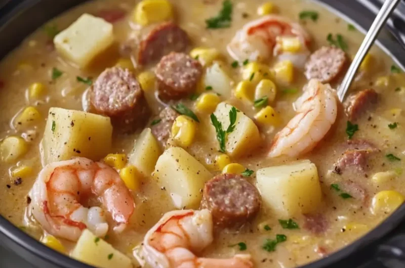 Creamy Cajun Shrimp, Beef Sausage & Potato Corn Chowder