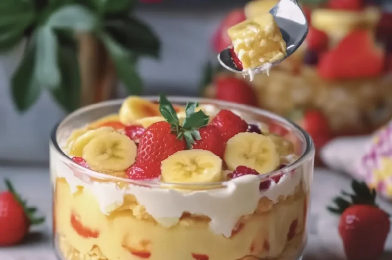 Fruit Custard Biscuit Dessert