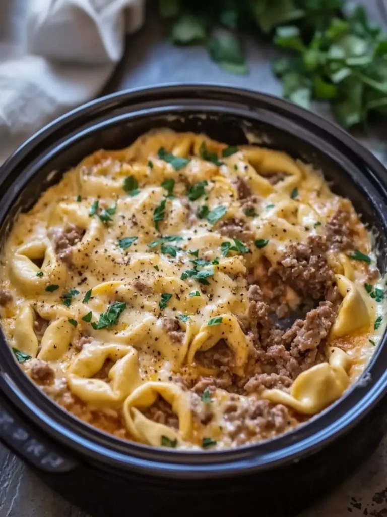 Creamy Cheesy Beef Tortellini Delight in Your Slow Cooker 3 Creamy Cheesy Beef Tortellini Delight
