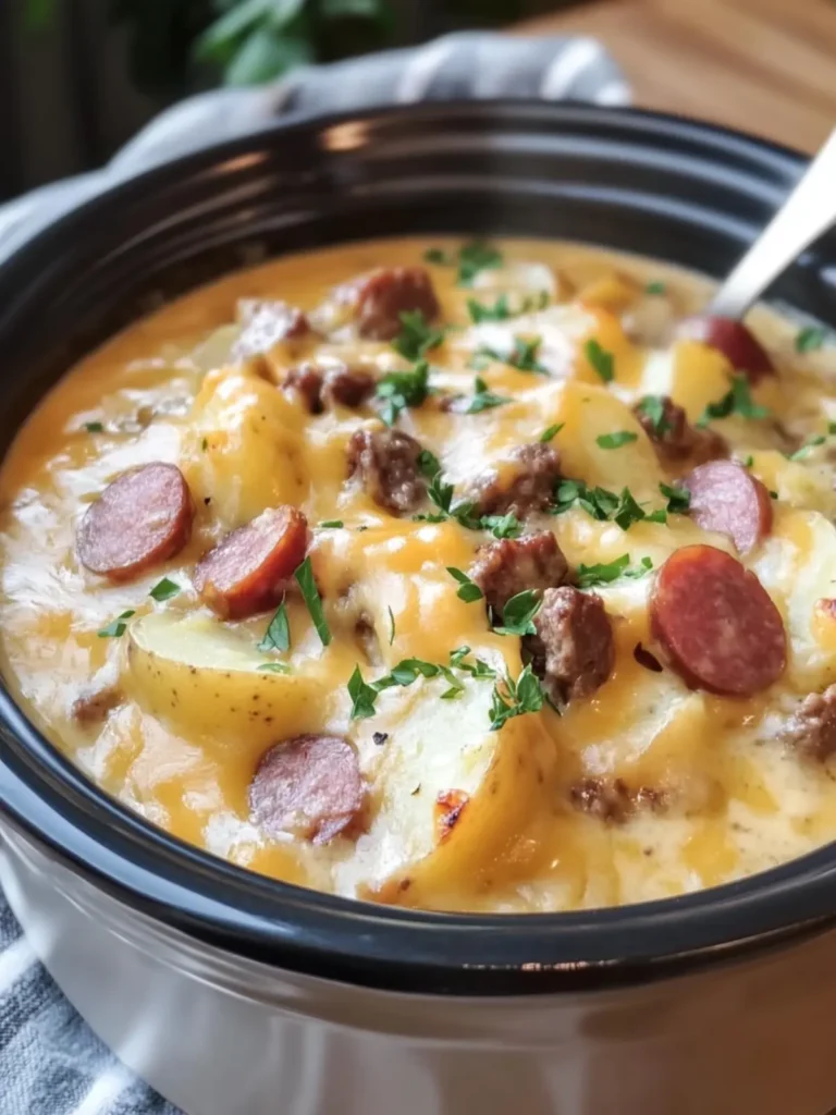 Crockpot Creamy Cheesy Potatoes and Beef Kielbasa Bliss 3 Crockpot Creamy Cheesy Potatoes and Beef Kielbasa