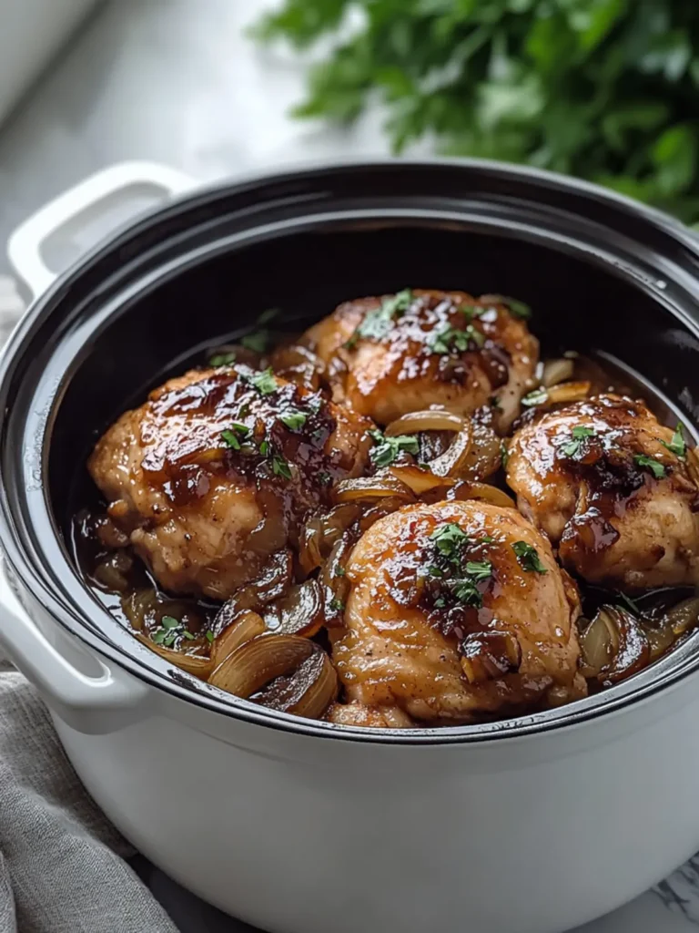 Slow Cooker Sticky Caramelized Onion Chicken Thighs Bliss 3 Slow Cooker Sticky Caramelized Onion Chicken Thighs