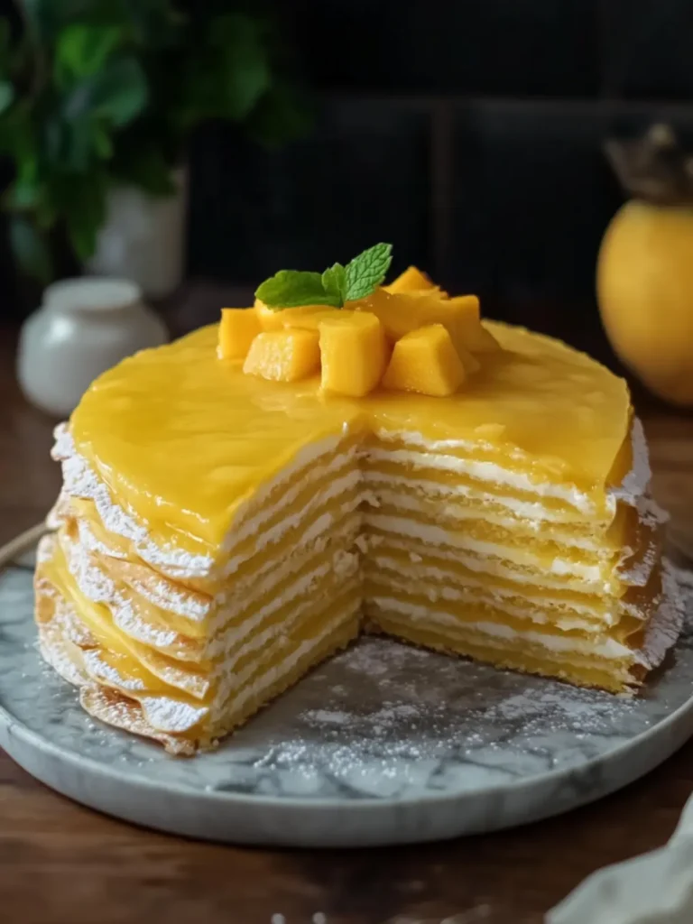 Mango Crepe Cake: A Delightful Layered Tropical Treat 3 Mango Crepe Cake