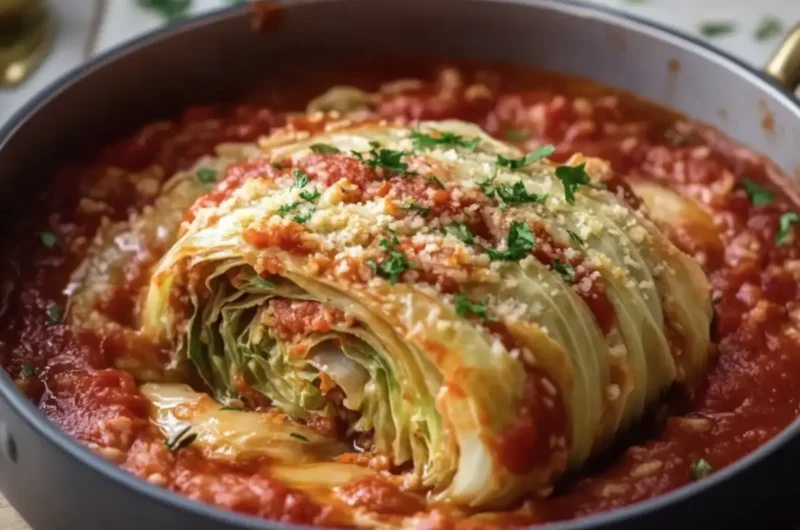 Stuffed Spiral Cabbage Tomatoe Sauce
