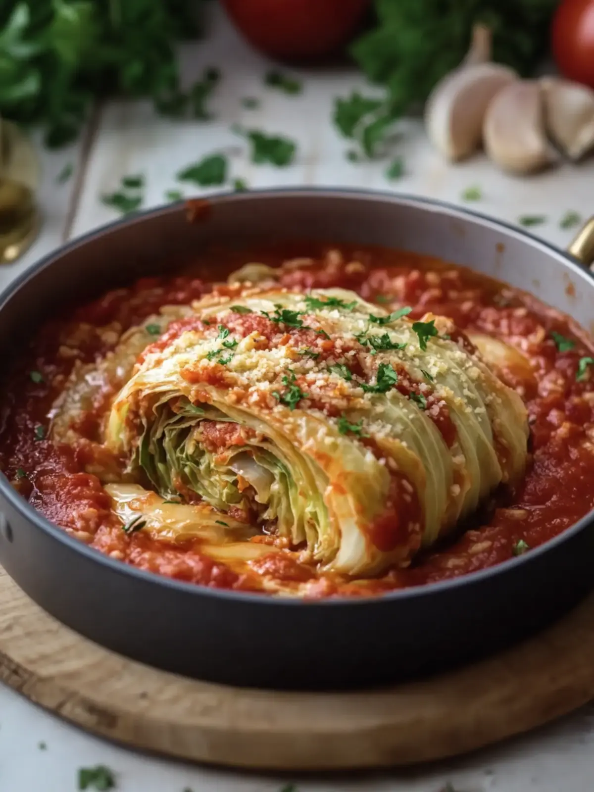 Stuffed Spiral Cabbage with Zesty Tomato Sauce Magic 5 Stuffed Spiral Cabbage Tomatoe Sauce