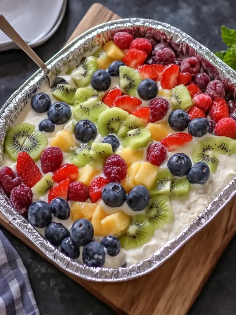 Cheesecake Fruit Salad in a Tin Foil Tray Everyone Will Love 3 Cheesecake Fruit Salad in a Tin Foil Tray