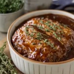 Slow Cooker Herb Glazed Homestyle Meatloaf