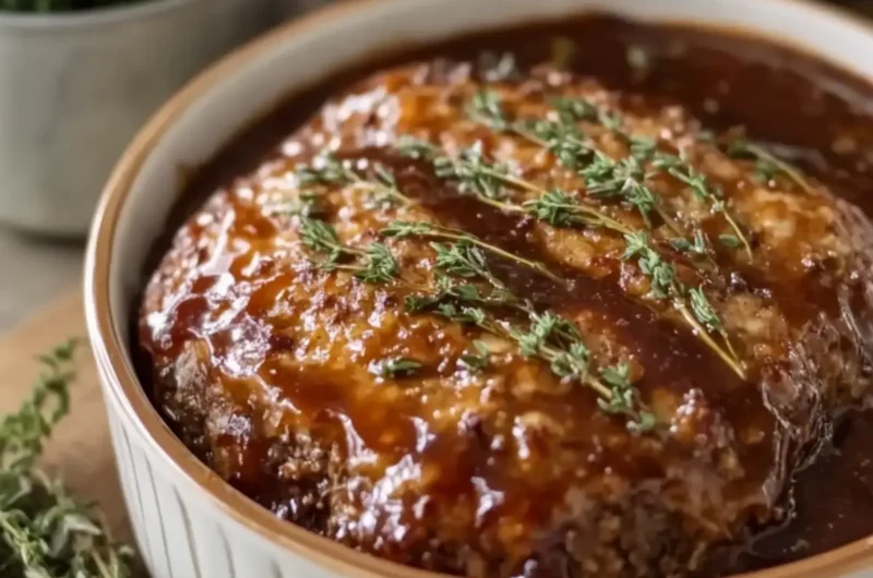 Slow Cooker Herb Glazed Homestyle Meatloaf