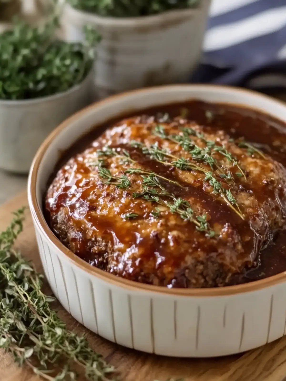 Slow Cooker Herb Glazed Homestyle Meatloaf