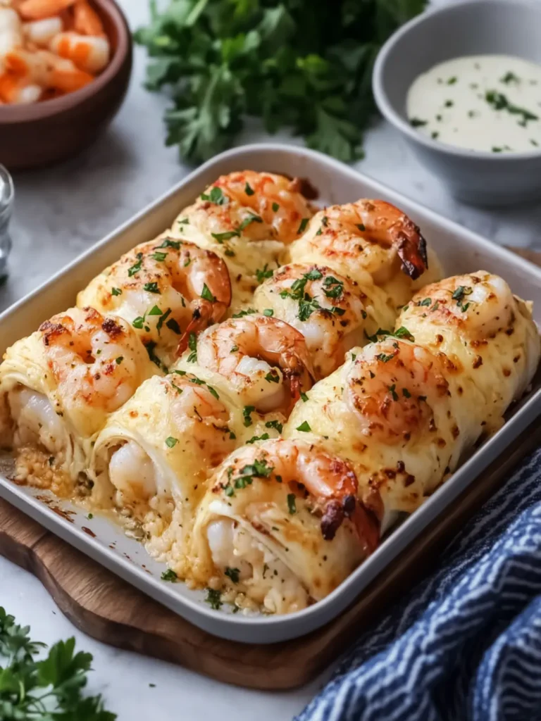 Cheesy Garlic Shrimp Roll Ups