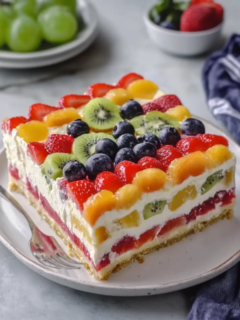 Rainbow Fruit Cheesecake Lasagna: A Colorful Summer Delight 4 Rainbow Fruit Cheesecake Lasagna
