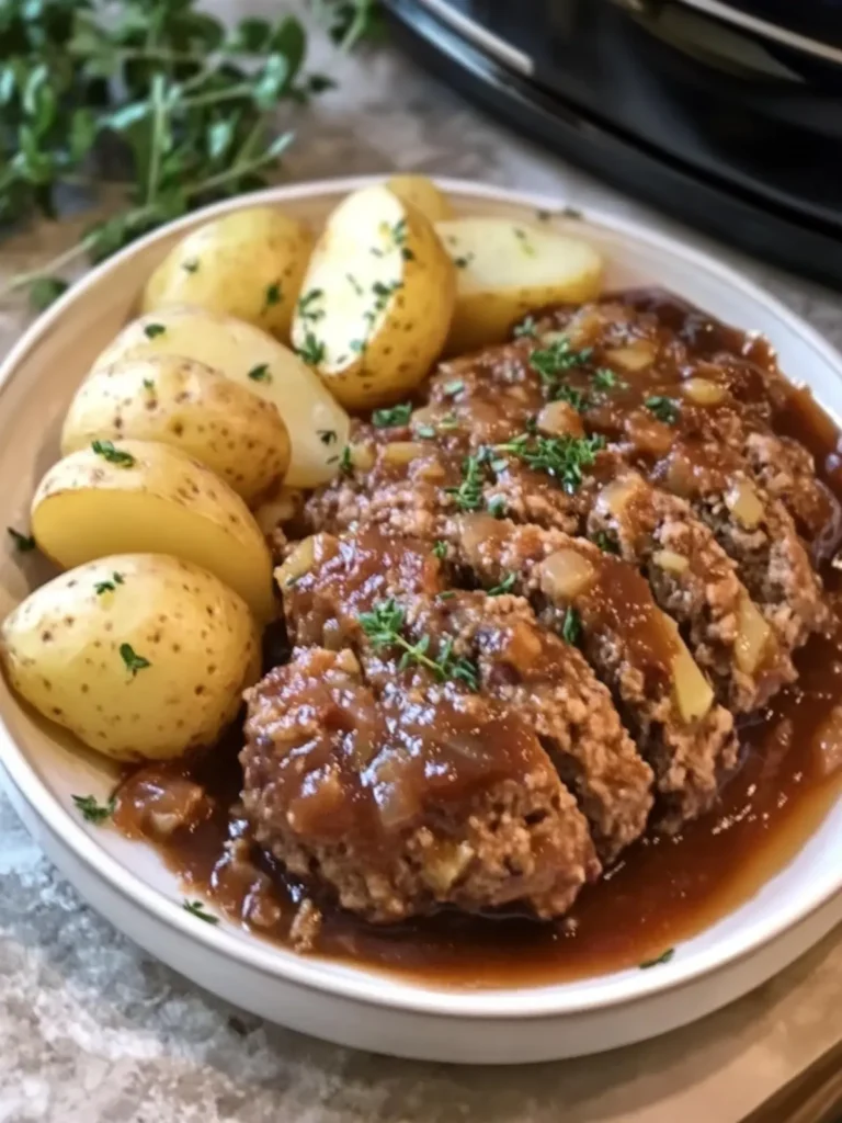 Slow Cooker Homestyle Meatloaf Patties with Tender Potatoes Easy and Delicious 2 Slow Cooker Homestyle Meatloaf Patties with Tender Potatoes