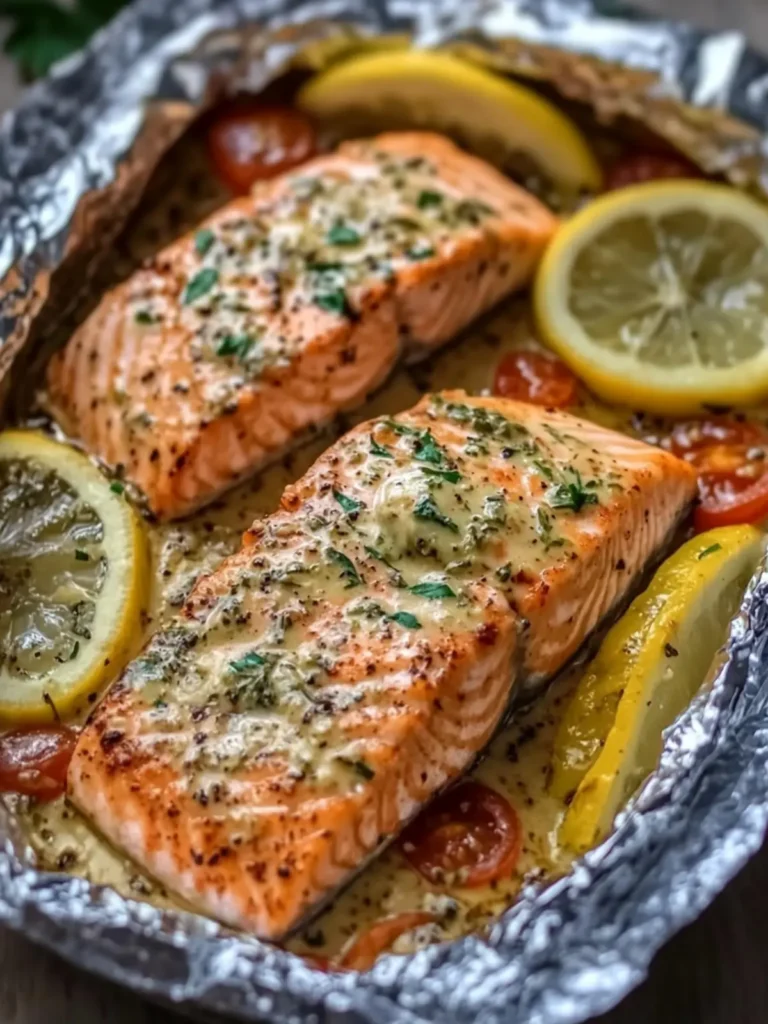 Creamy Garlic Herb Seafood Foil Packs – Salmon Steaks Tonight 2 Creamy Garlic Herb Seafood Foil Packs – Easy Salmon Steaks Delight