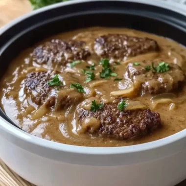 Irresistible Slow Cooker Hamburger Steak in Creamy Onion Gravy 6 Irresistible Slow Cooker Hamburger Steak in Creamy Onion Gravy