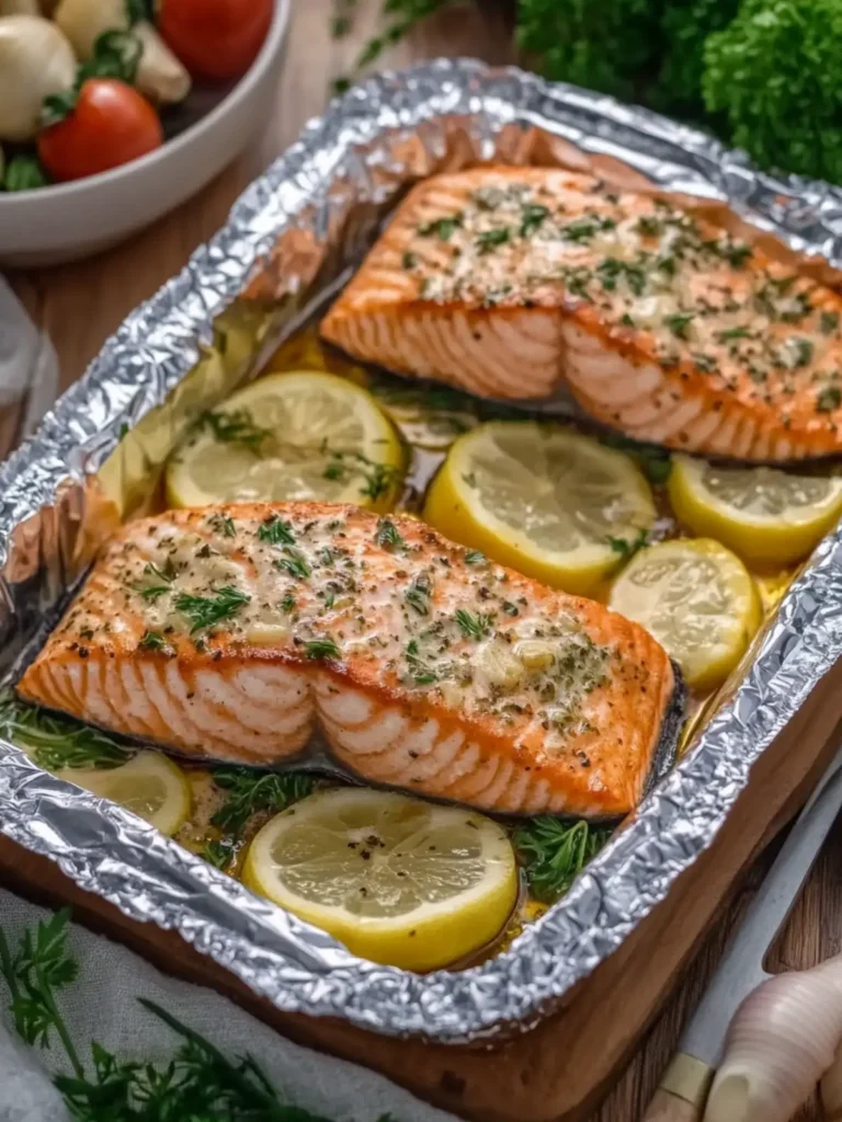 Creamy Garlic Herb Seafood Foil Packs – Easy Salmon Steaks Delight