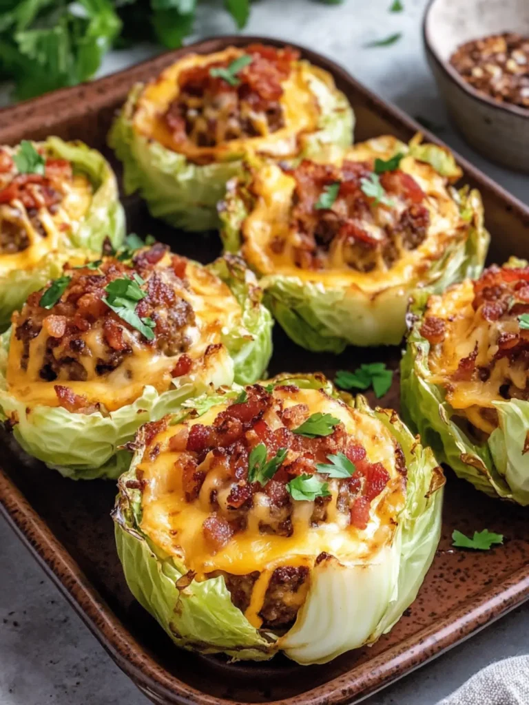 Crispy Bacon Cheeseburger Cheddar Cabbage Cups Delight 3 Crispy Bacon Cheeseburger Cheddar Cabbage Cups