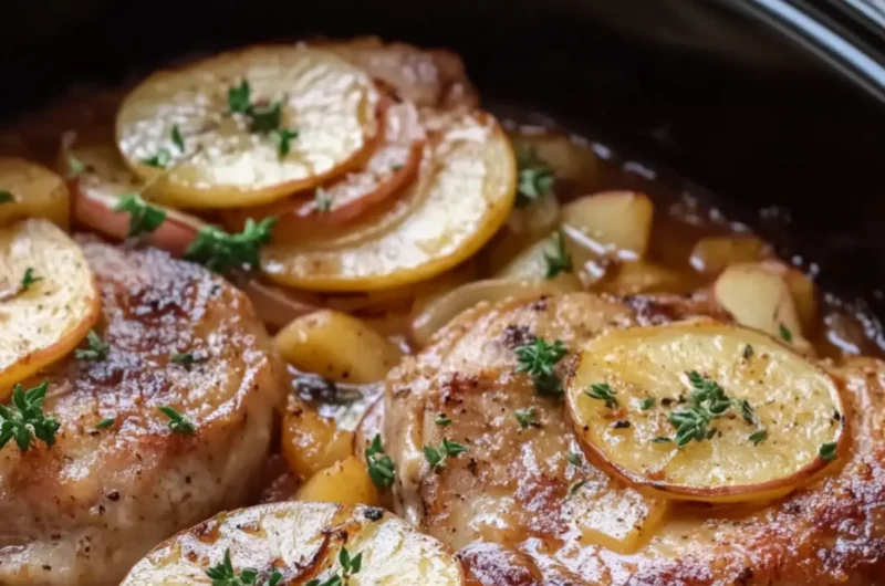 Slow Cooker Apple Onion Pork Chops
