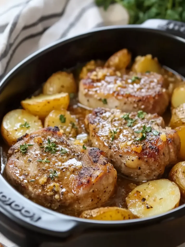 Melt-in-Your-Mouth Slow Cooker Garlic Butter Pork Chops & Potatoes 2 Slow Cooker Garlic Butter Pork Chops & Potatoes
