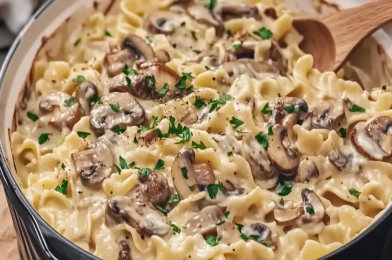 Creamy Mushroom Egg Noodle Casserole