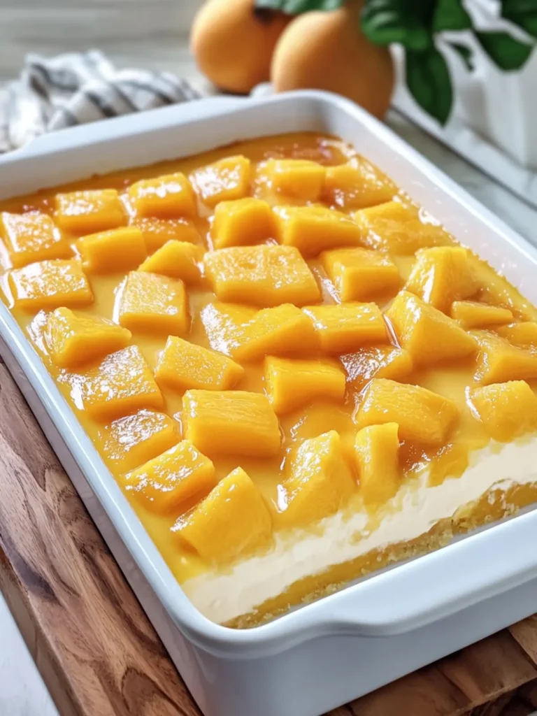 Divine Creamy Mango Cheesecake in a White Rectangular Casserole 2 Creamy Mango Cheesecake in a White Rectangular Casserole