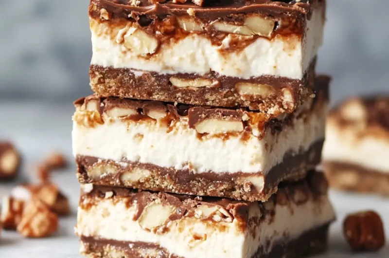 No-Bake Snickers Cheesecake Bars