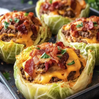 Crispy Bacon Cheeseburger Cheddar Cabbage Cups