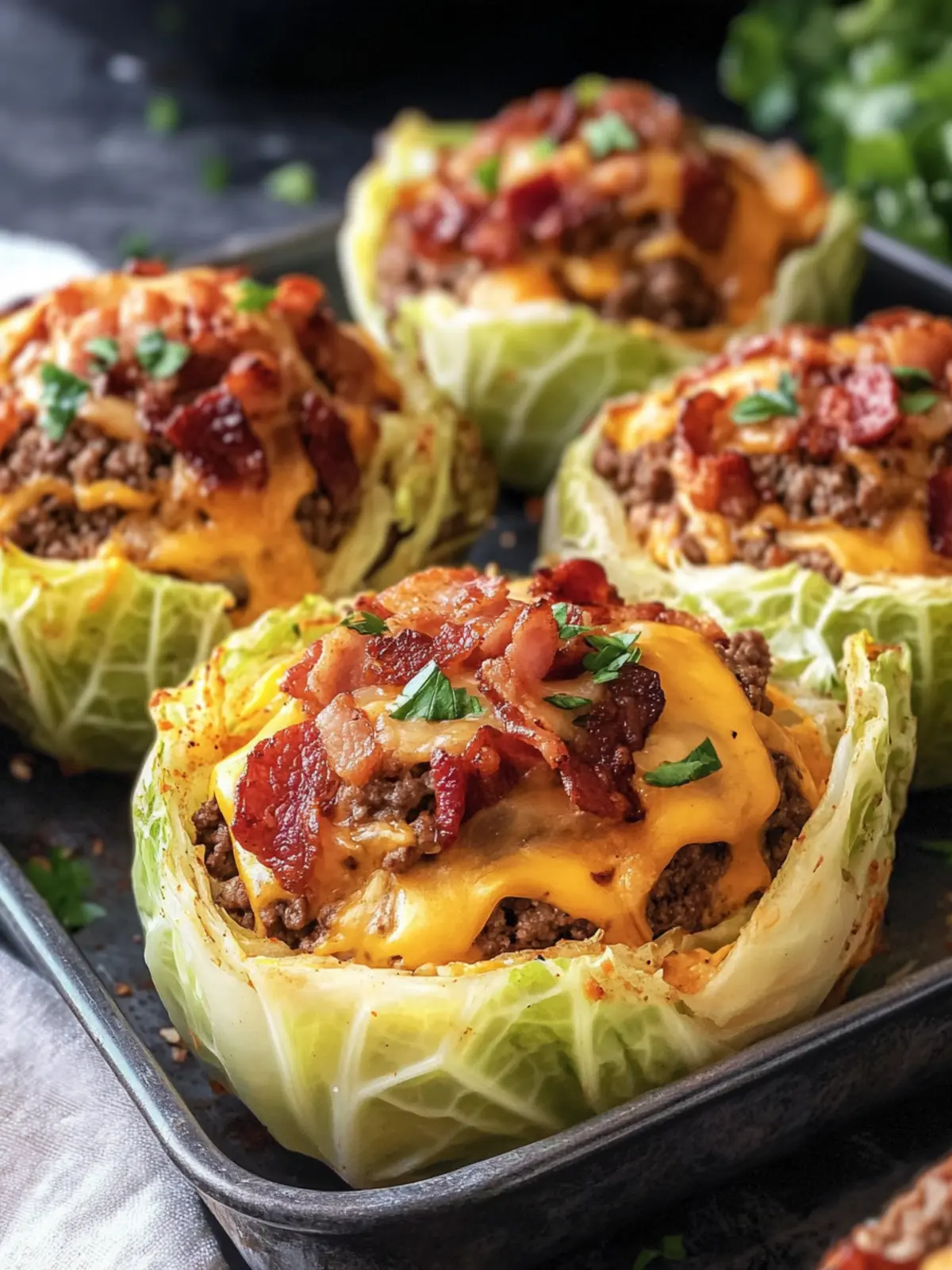 Crispy Bacon Cheeseburger Cheddar Cabbage Cups Delight 5 Crispy Bacon Cheeseburger Cheddar Cabbage Cups