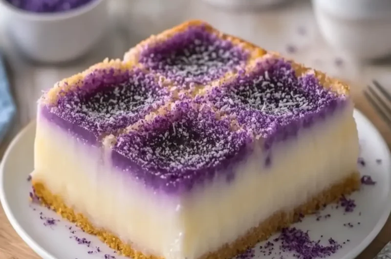 Filipino Inutak (Ube Coconut Custard Cake)